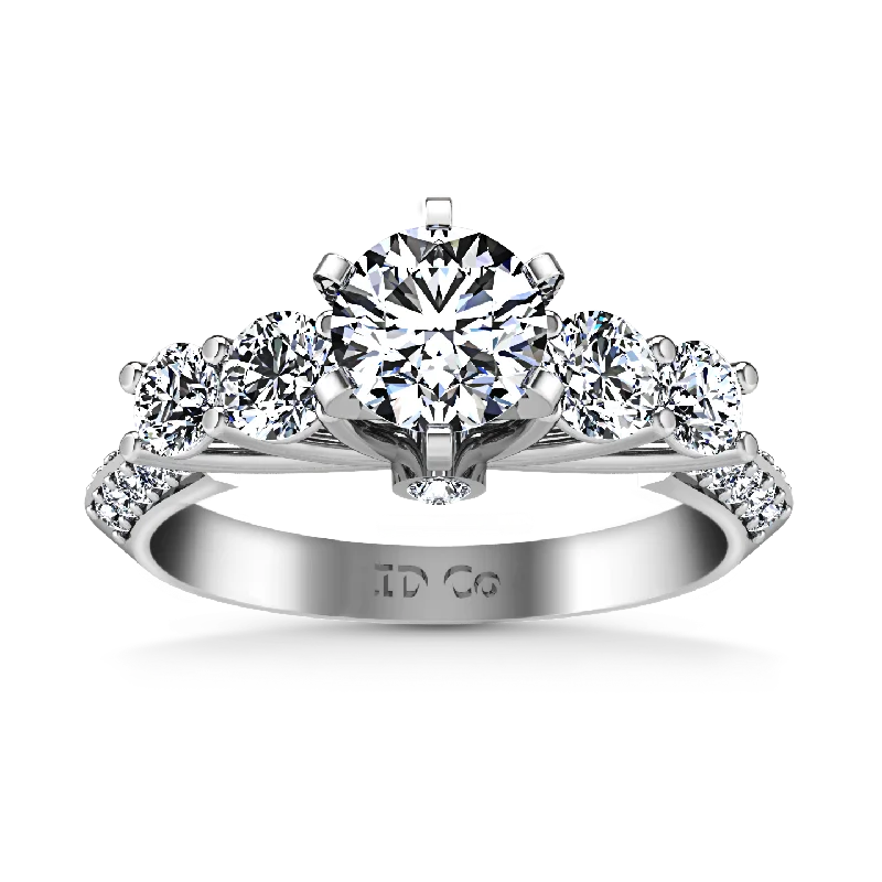 Pave Engagement Ring Regal 14K White Gold