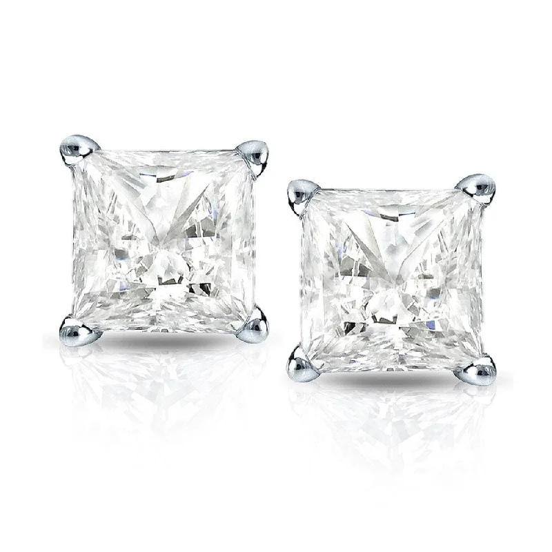 Auriya 2ctw Martini Set Princess Cut Diamond Stud Earrings 14k Gold