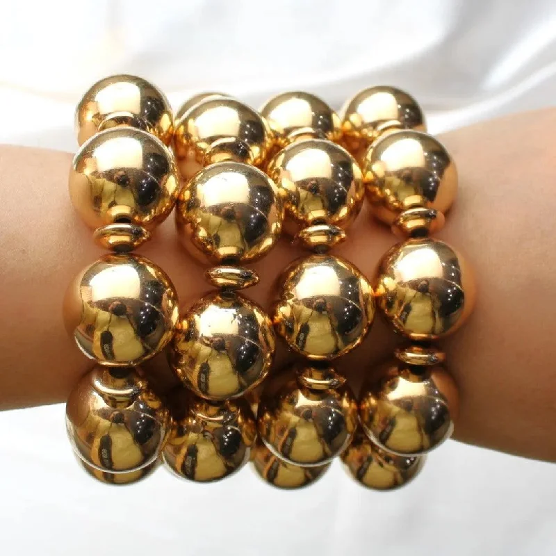 TFC Bold Bead Gold Plated Bracelet Stack(Set of 4)