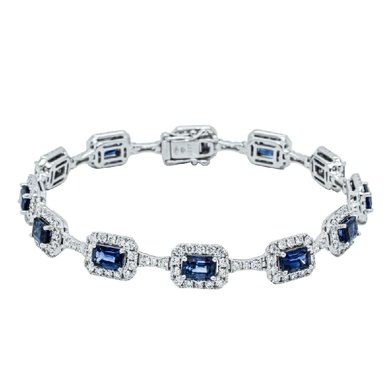 18ct White Gold 6.97ct Sapphire & Diamond Tennis Bracelet