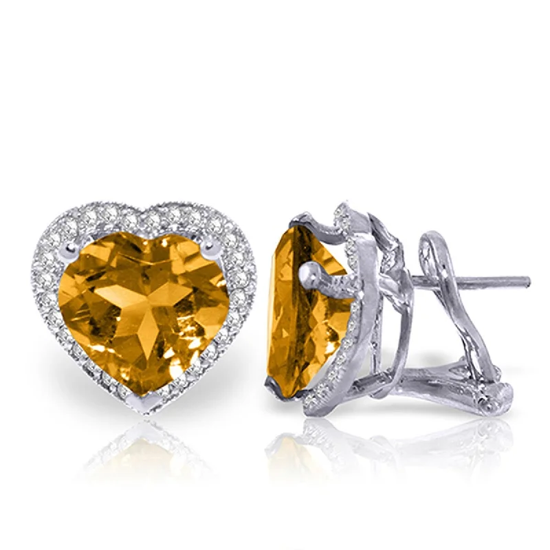 6.48 Carat 14K Solid Gold Make A Wish Citrine Diamond Earrings