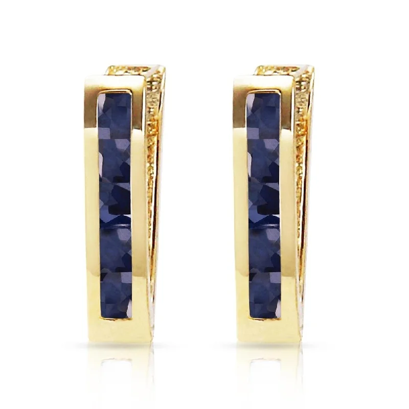 1.3 Carat 14K Solid Gold Oval Huggie Earrings Sapphire