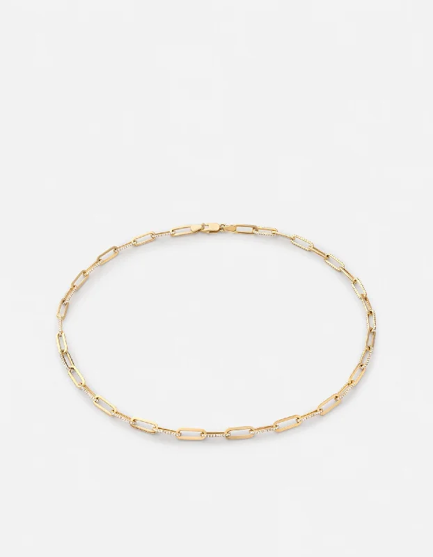 Volt Link Choker, 14k Gold Pavé