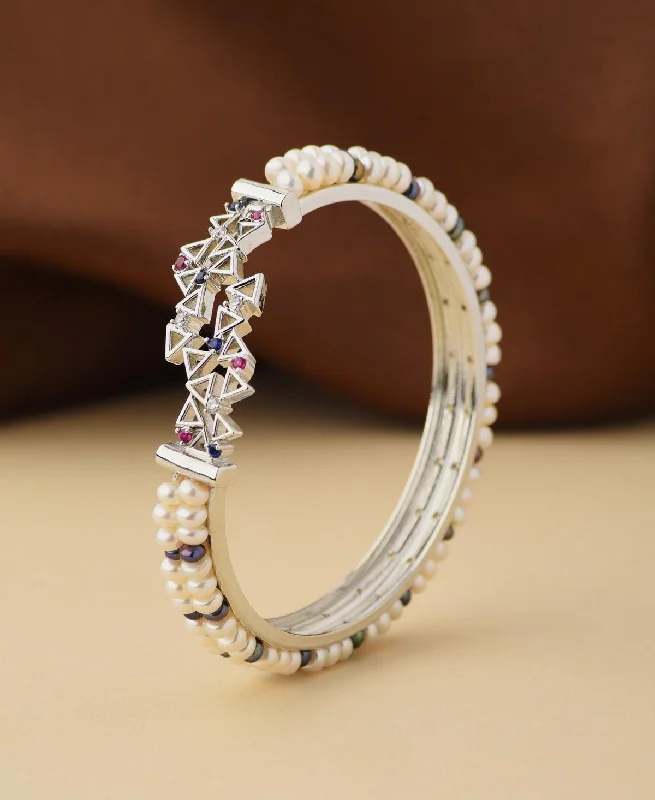 Stunning Stone Studded Pearl Bangle