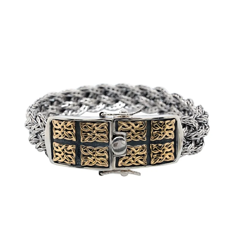 Silver and 10k Gold Norse Forge Dragon Weave Bracelet