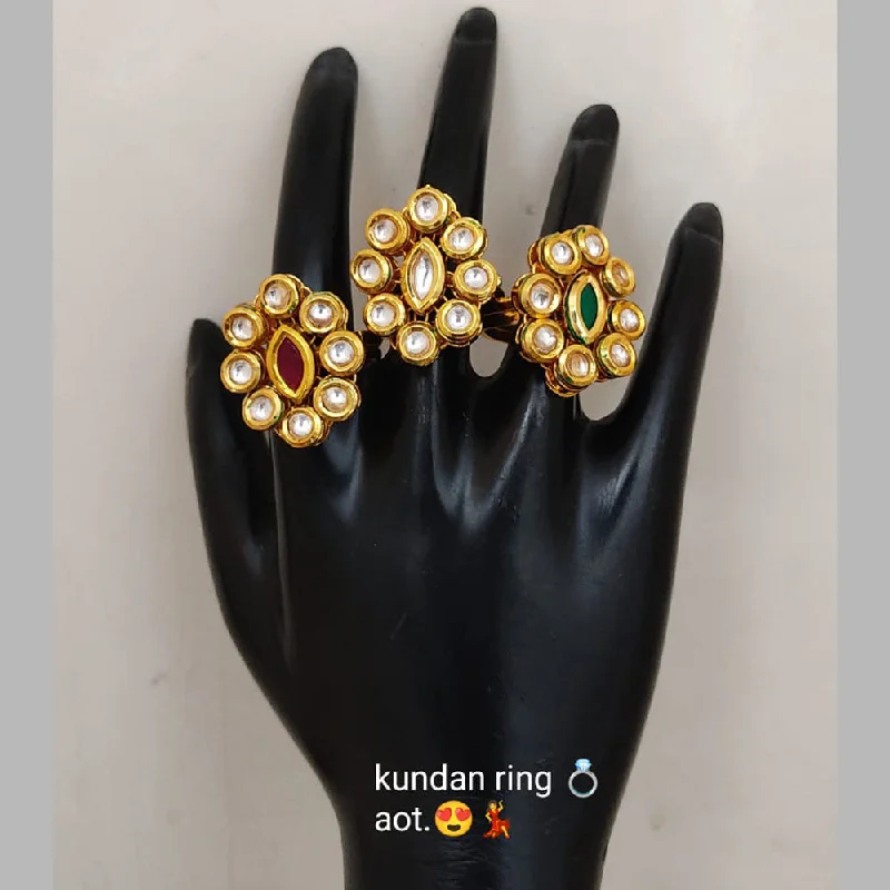 Lucentarts Jewellery Gold Plated Kundan Stone Rings