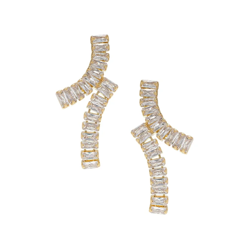 Victoria Townsend Gold Plated Double Cubic Zirconia Linear Earrings - Clear