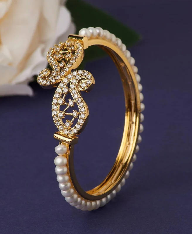 Stunning Stone Studded Pearl Bangle