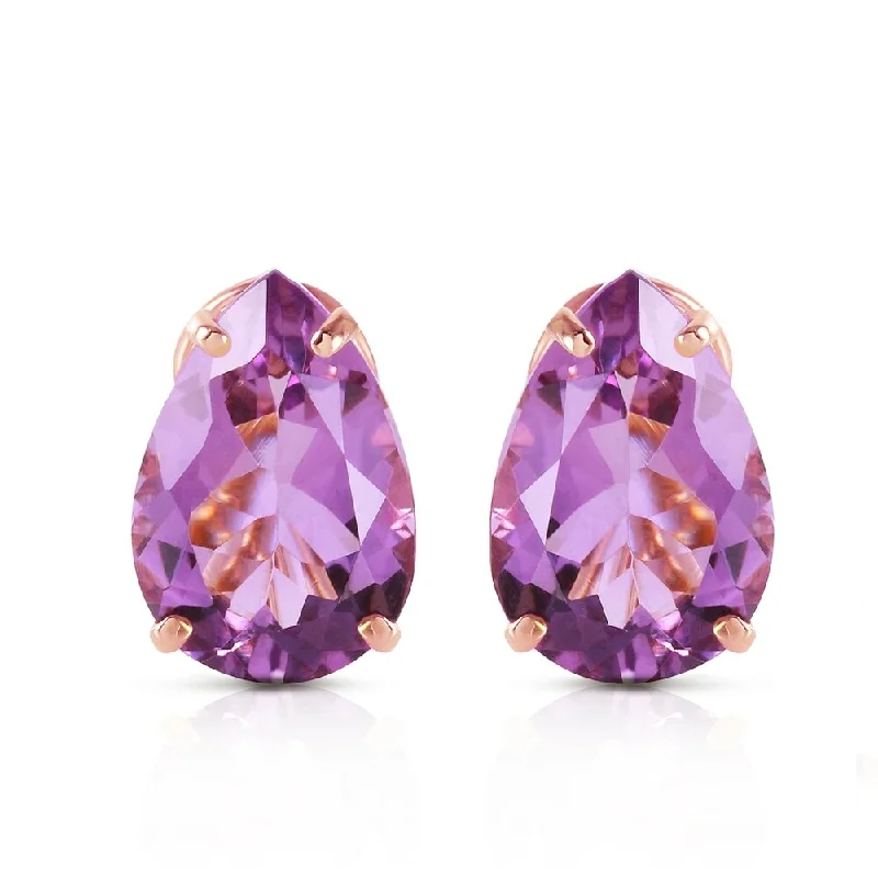 10 Carat 14K Solid Rose Gold pearll Shape Amethyst Earrings