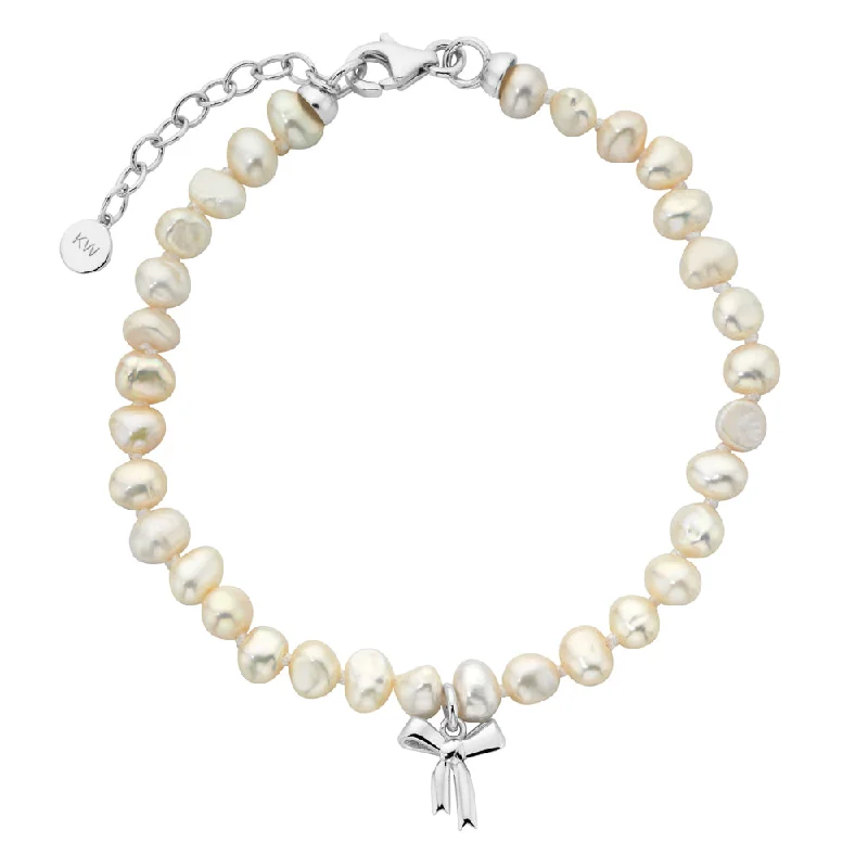 Karen Walker Petite Bow With Pearls Bracelet - Sterling Silver