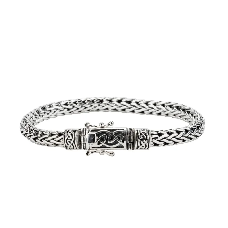 Silver Dragon Weave Eternity Clasp Bracelet