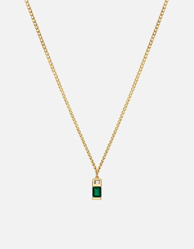 Everett Agate Necklace, Gold Vermeil/Baguette Sapphire