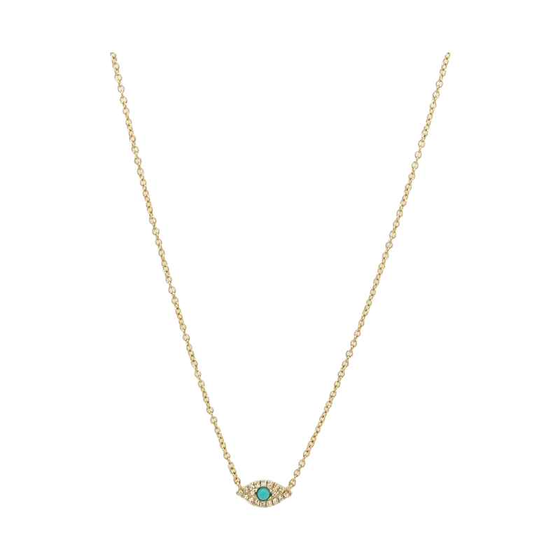 TURQUOISE & DIAMOND EVIL EYE NECKLACE