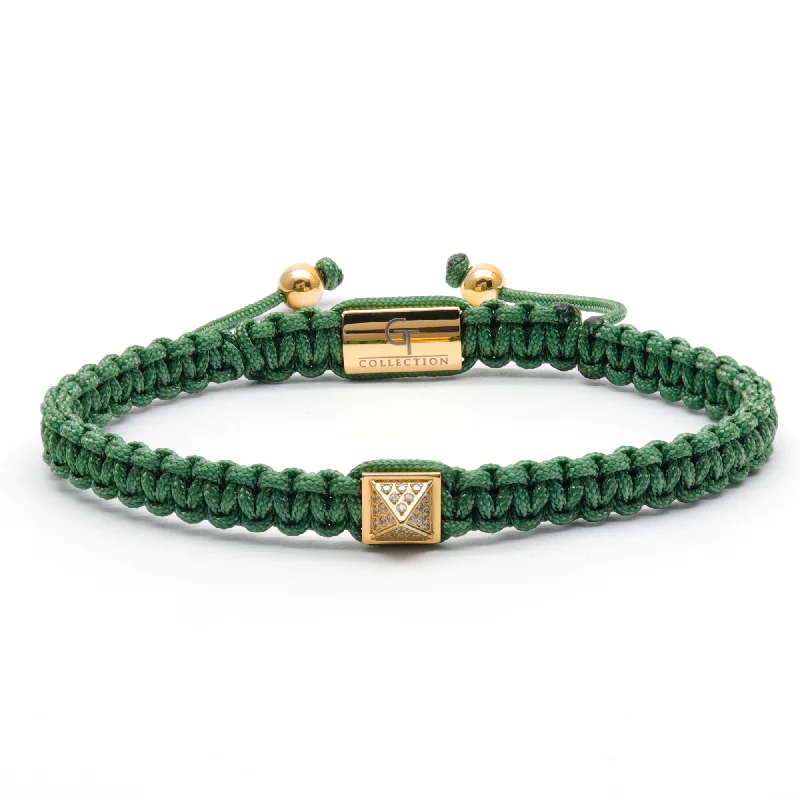 Men's Green Bracelet - Golden Pyramid with Zircon