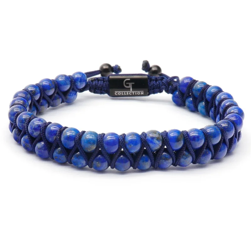 Men's LAPIS LAZULI Double Bead Bracelet