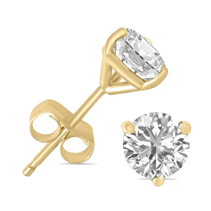 Marquee Jewels 4 Carat TW Lab Grown Diamond Martini Set Round Earrings in 14K Yellow Gold