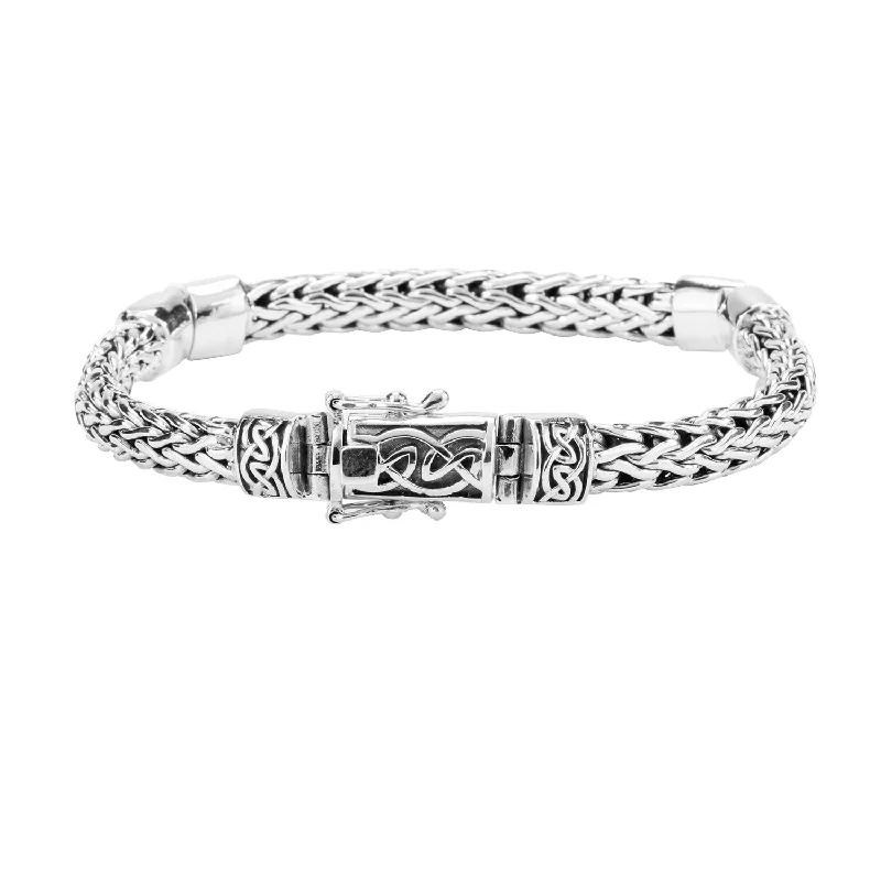 Silver Dragon Weave Hinged Bracelet