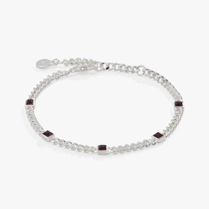 February Birthstone Amethyst Curb Chain Bracelet