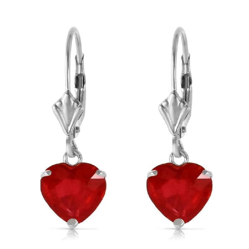 2.9 Carat 14K Solid White Gold Journey Of Hope Ruby Earrings