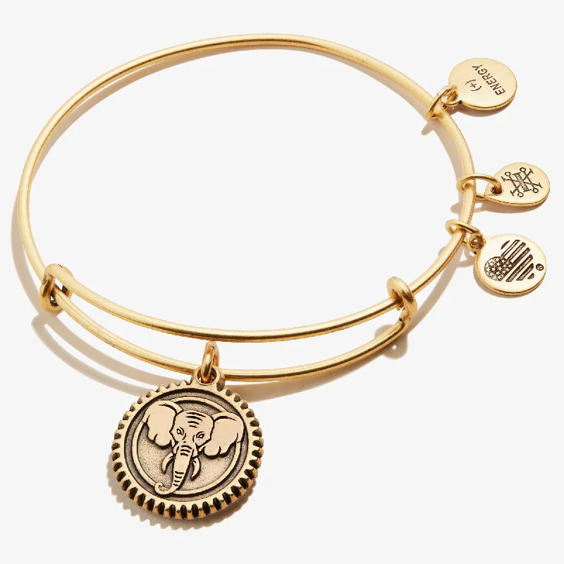 Elephant Embossed Charm Bangle