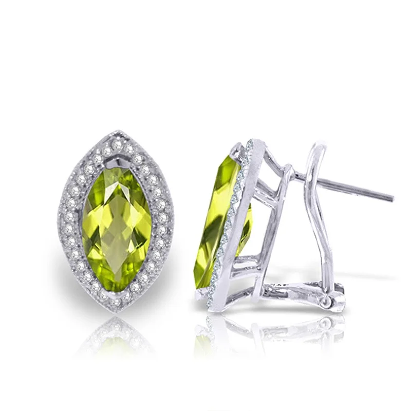 4.3 Carat 14K Solid Gold French Clips Earrings Diamond Peridot