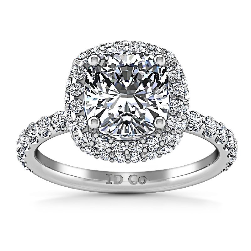 Halo Cushion Cut Engagement Ring Kristine 14K White Gold