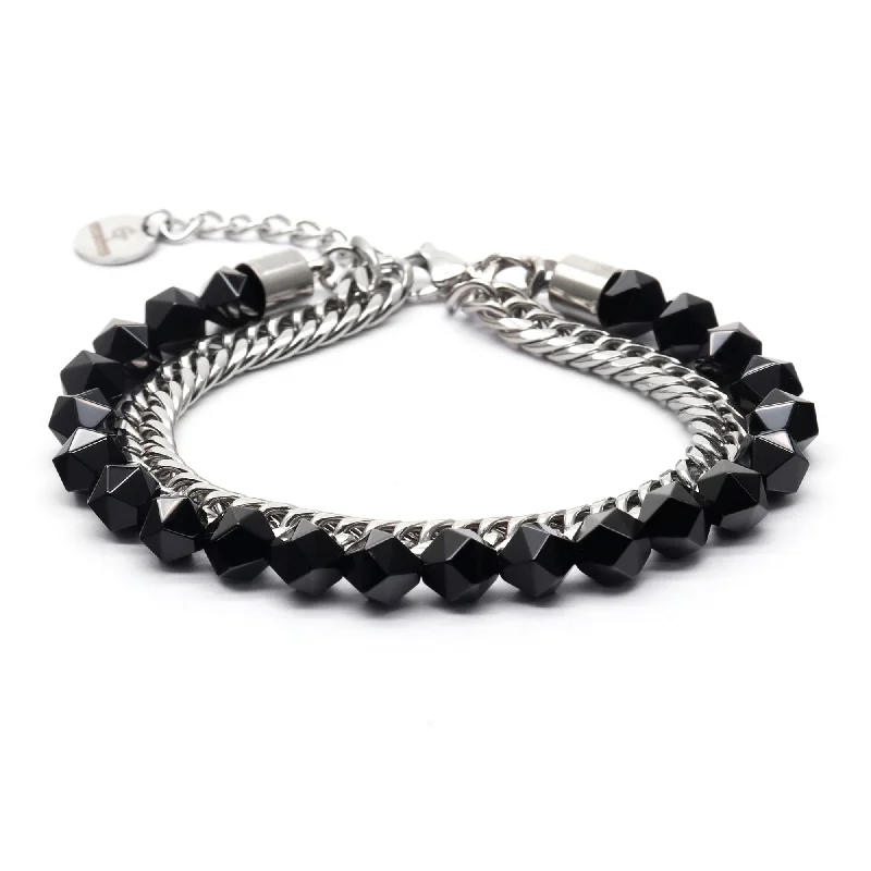 Men's BLACK ONYX Faceted Bracelet