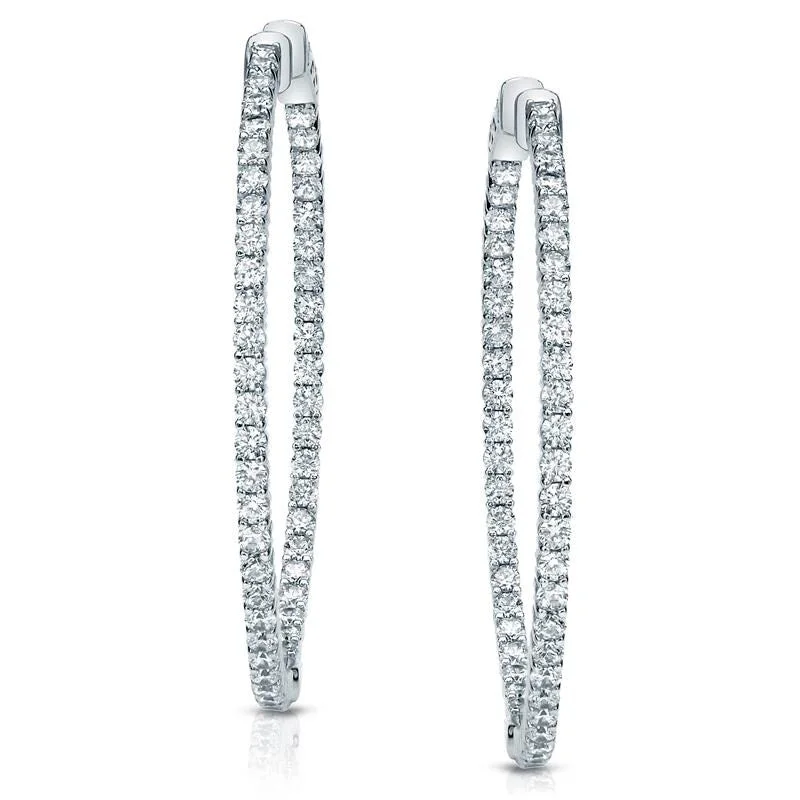 Auriya 14k Gold 2ctw Medium Trellis Style Diamond Hoop Earrings - 1.41-inch