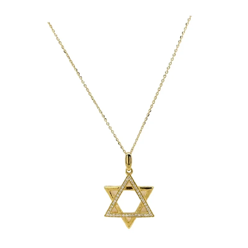 HALF DIAMOND & HALF GOLD STAR OF DAVID NECKLACE