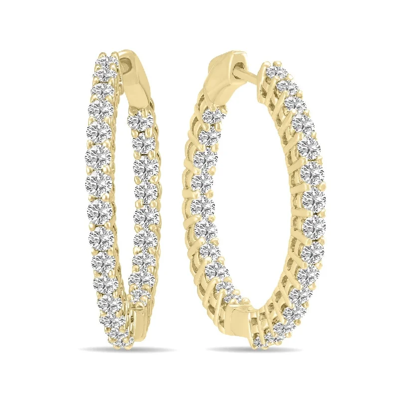 Marquee 7 Carat TW Round Lab Grown Diamond Hoop Earrings in 14K Yellow Gold