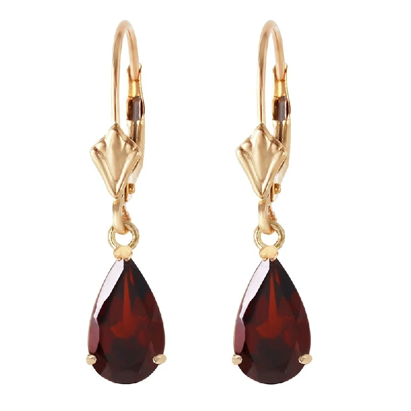 2.45 Carat 14K Solid Gold Leverback Earrings Garnet