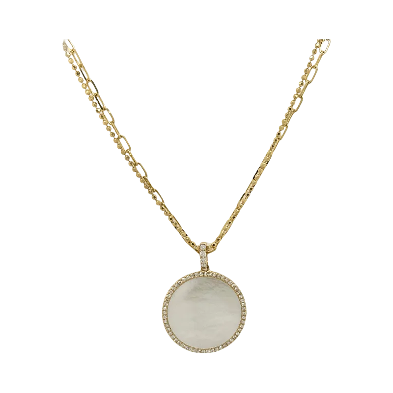 MOTHER OF PEARL PENDANT ON DOUBLE CHAIN