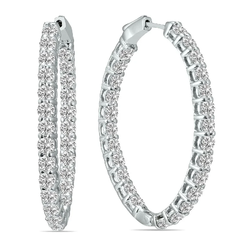 Marquee 5 Carat TW Oval Lab Grown Diamond Hoop Earrings in 14K White Gold