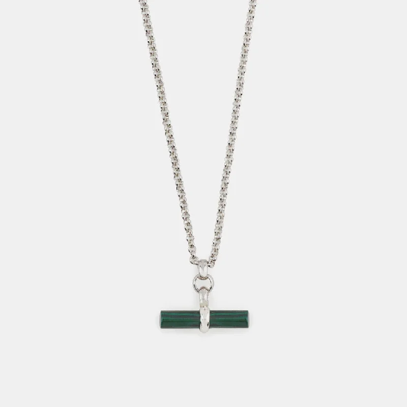 Silver Malachite T-Bar Necklace