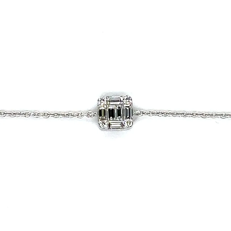 Square Baguette Cut Diamond Fine Bracelet