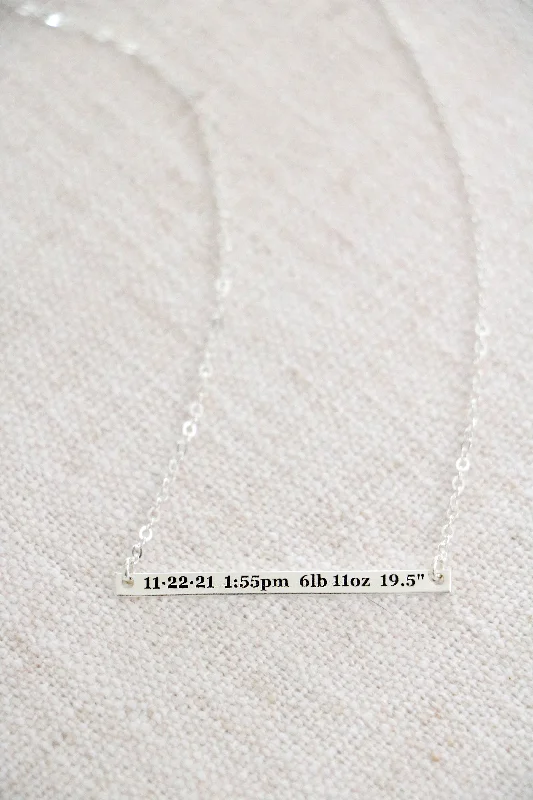 birth stat bar necklace {sterling silver}