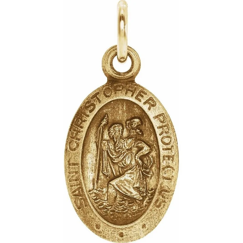 Curata 14k Yellow Gold Medal Pendant 12.25x8.75mm Polished St. Christopher Earrings L