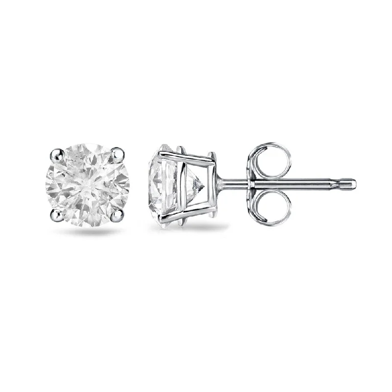 18k Gold Round 3/4ct TW Clarity Enhanced Diamond Stud Earrings