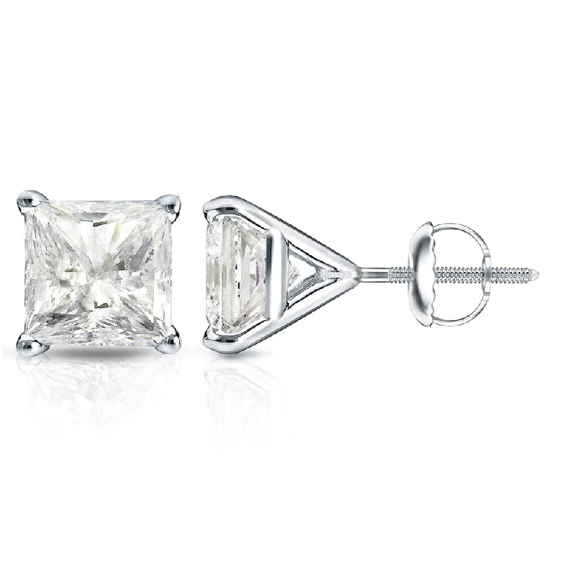 Auriya 1 1/4ctw Princess-cut Diamond Stud Earrings 14k Gold Martini-set