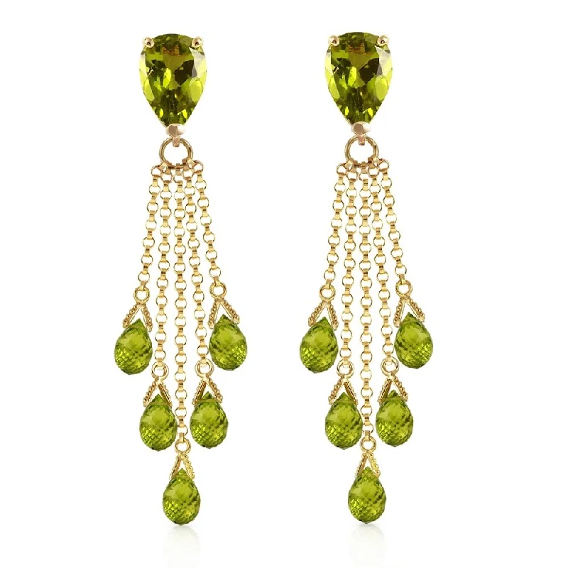 15.5 Carat 14K Solid Gold Playful Peridot Earrings