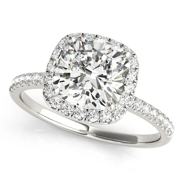 14K Halo Engagement Ring Cushion Cut